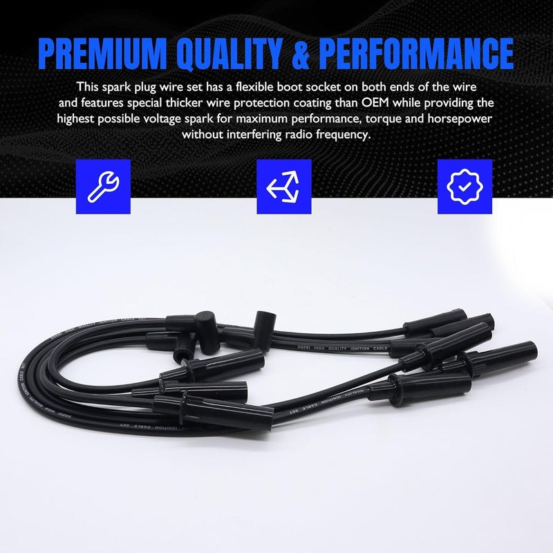 OXCANO 7733 Ignition Spark Plug Wires Set of 6 Compatible with Jeep Wrangler 2007 2008 2009 2010 2011 V6 3.8L Replacement for 68017712AB - Image 4